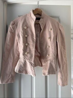Zara Blush Pink Peplum Military-Style Blazer